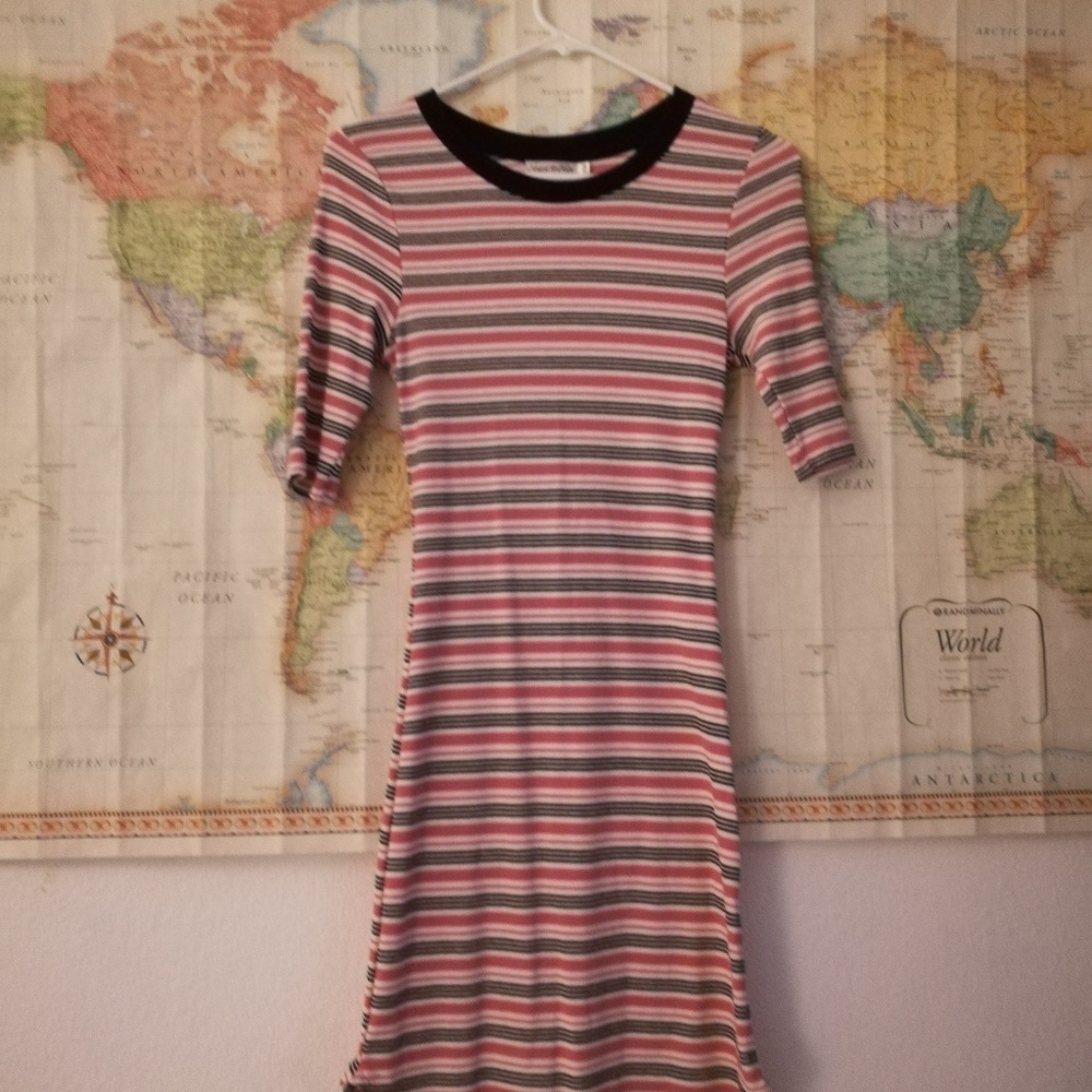 PART OF SALE - Striped Ribbed Midi Dress